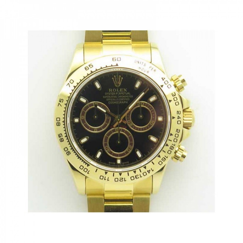 Replica Rolex Daytona Cosmograph 116508 BP Yellow Gold Black Dial Dial Swiss 4130 Run 6@SEC