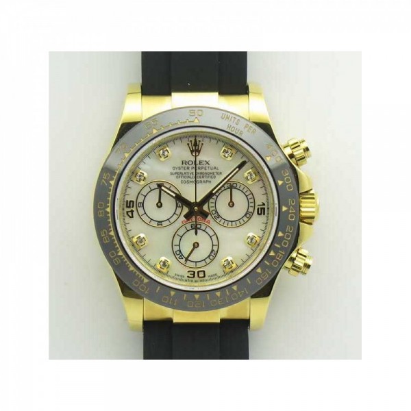 Replica Rolex Daytona Cosmograph 116518LN JH Yellow Gold Mother Of Pearl Dial Swiss 4130 Run 6@SEC