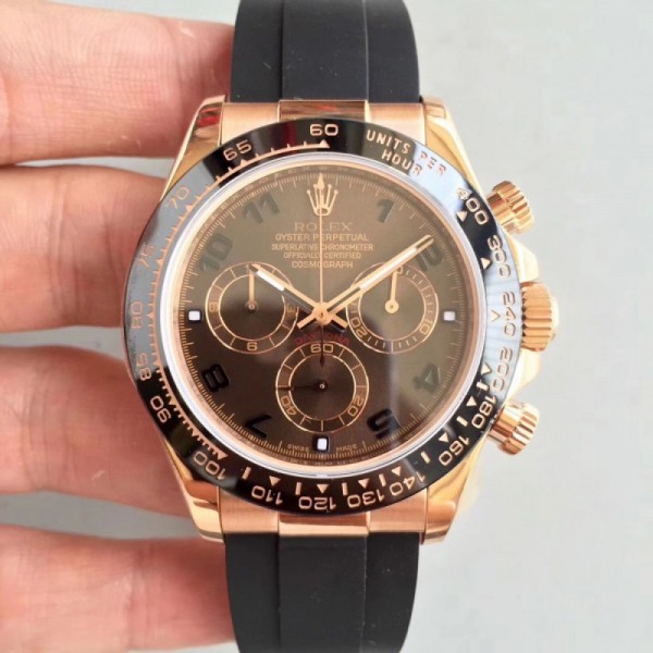 Replica Rolex Daytona Cosmograph 116515LN AR Rose Gold Chocolate Dial Swiss 4130 Run 6@SEC