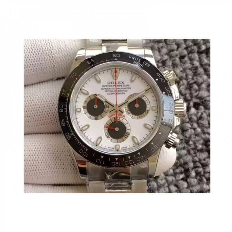 Replica Rolex Daytona Cosmograph 116500LN JH Stainless Steel White Dial & Black Subdials Swiss 4130 Run 6@SEC