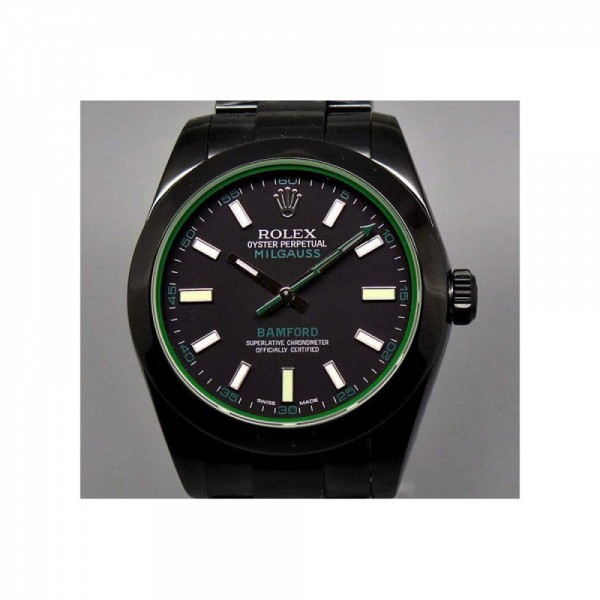 Replica Rolex Milgauss 116400GV Bamford JF PVD Black Dial Swiss 2836-2