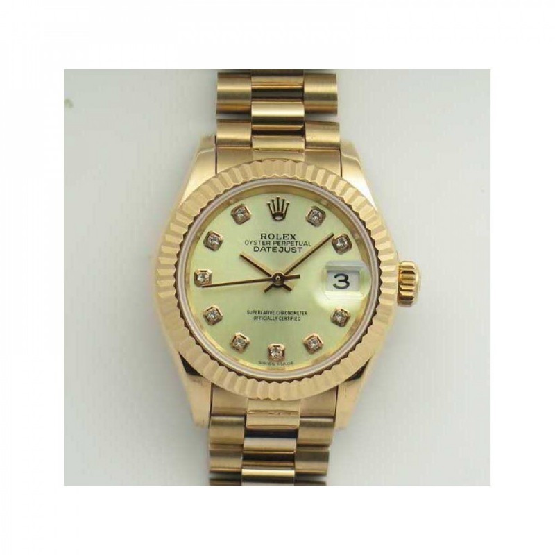 Replica Rolex Lady Datejust 28 279165 28MM BP Rose Gold Yellow Mother Of Pearl Dial Swiss 2671