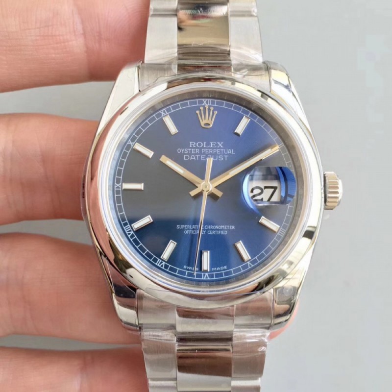 Replica Rolex Datejust 36MM 116200 AR Stainless Steel 904L Blue Dial Swiss 3135