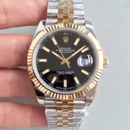 Replica Rolex Datejust II 116333 41MM EW Stainless Steel & Yellow Gold Black Dial Swiss 3136