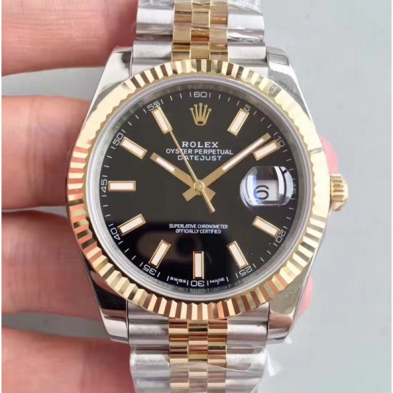 Replica Rolex Datejust 41 126333 41MM N Stainless Steel & Yellow Gold Black Dial Swiss 3235