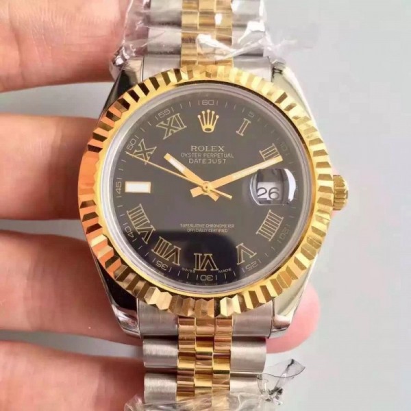 Replica Rolex Datejust 41 126333 41MM NF Stainless Steel & Yellow Gold Black Dial Swiss 2836-2