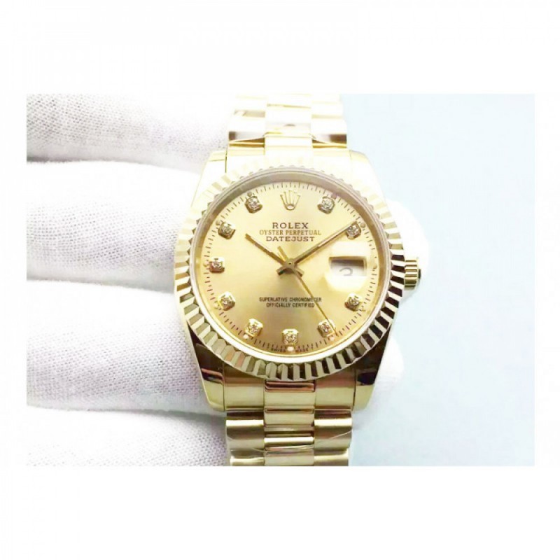 Replica Rolex Datejust 116238 36MM Yellow Gold Champagne Dial Swiss 2836-2