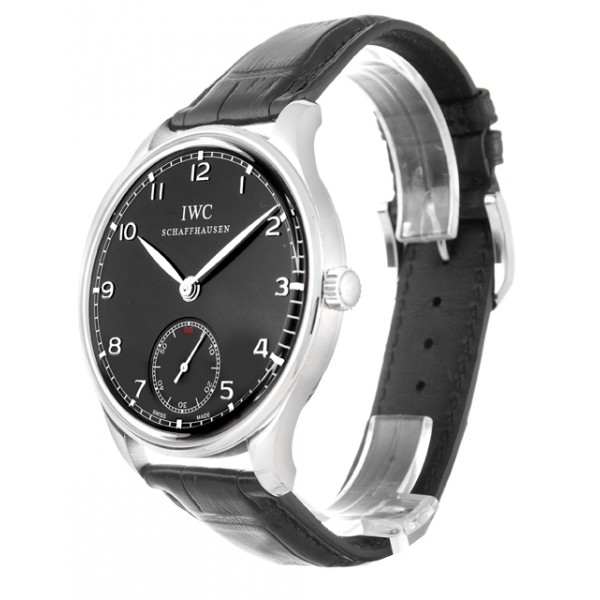 44 MM Black Dials IWC Portuguese Manual IW545407 Replica Watches With Steel Cases For Men