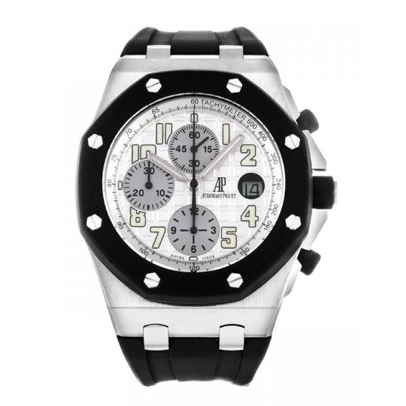 44 MM White Dials Audemars Piguet Royal Oak Offshore 25940SK.OO.D002CA.02. Replica Watches With Steel Cases For Men