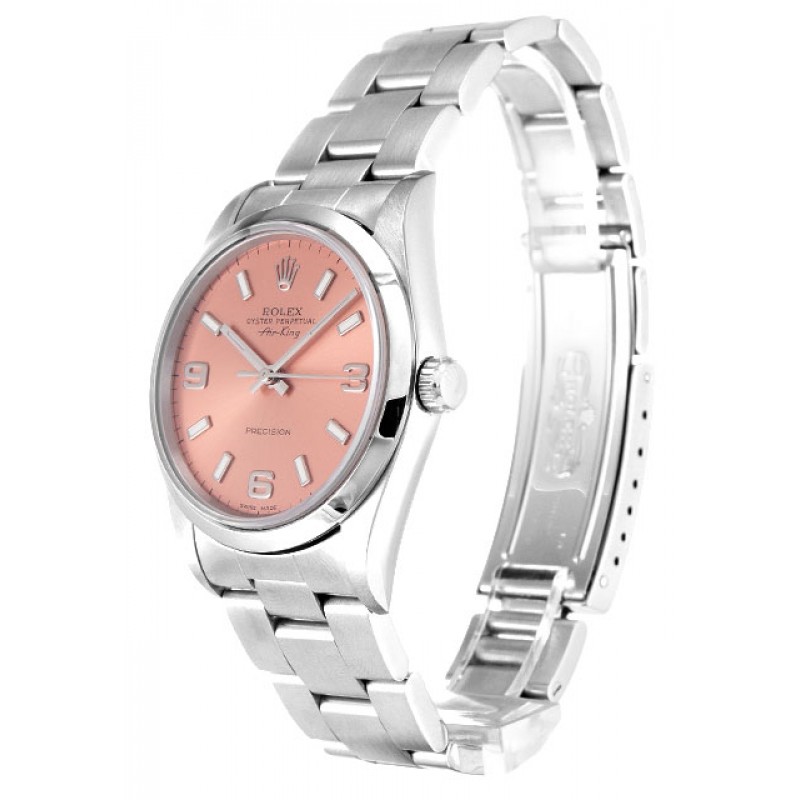 Pink Dials Rolex Air-King 14000 Replica Watches With 34 MM Steel Cases For Sale