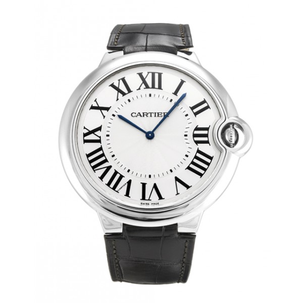 46 MM Silver Dials Cartier Ballon Bleu W6920055 Replica Watches With White Gold Cases For Men