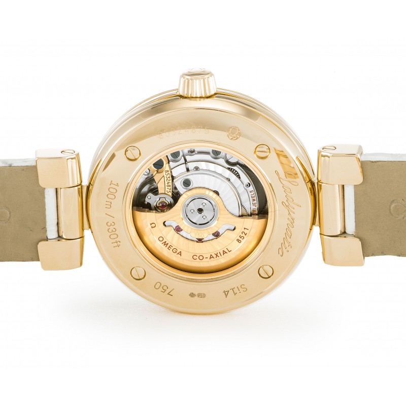 White Mother-Of-Pearl Dials Omega De Ville Ladymatic 425.63.34.20.55.001 Replica Watches With 34 MM Red Gold Cases