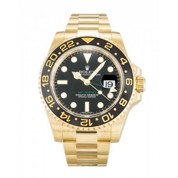 Black Dials Rolex GMT Master II 116718 LN Replica Watches With 40 MM Gold Cases For Men