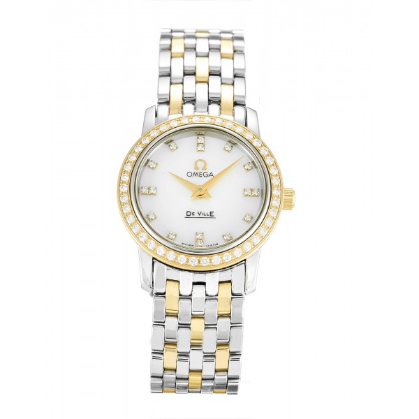 White Mother-Of-Pearl Dials Omega De Ville Prestige 4375.75.00 Fake Watches With 22 MM Steel & Gold Cases For Women