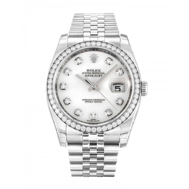 White Mother-Of-Pearl Dials Rolex Datejust 116244 Replica Watches With 36 MM Steel Cases