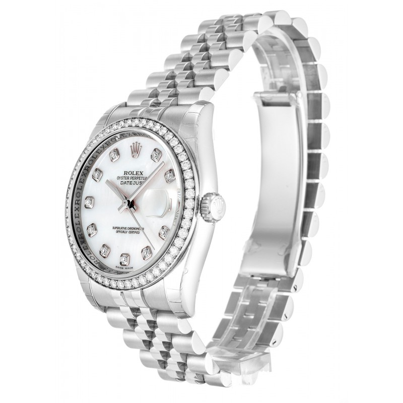 White Mother-Of-Pearl Dials Rolex Datejust 116244 Replica Watches With 36 MM Steel Cases