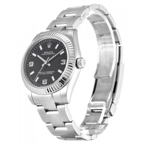 Black Dials Rolex Lady Oyster Perpetual 177234 Replica Watches With 31 MM Steel Cases For Women