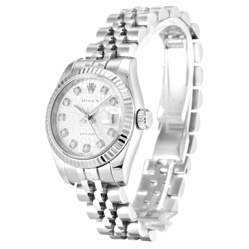 Silver Dials Rolex Datejust Lady 179174 Replica Watches With 26 MM Steel & White Gold Cases