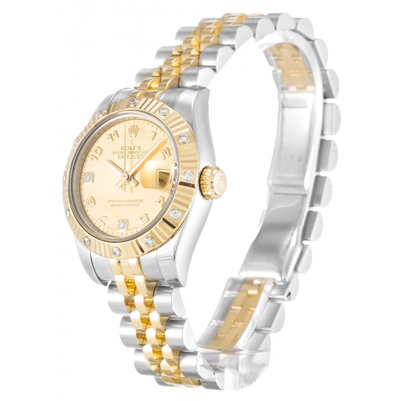 Champagne Mother-Of-Pearl Dials Rolex Datejust 179313 Fake Watches With 26 MM Steel & Gold Cases