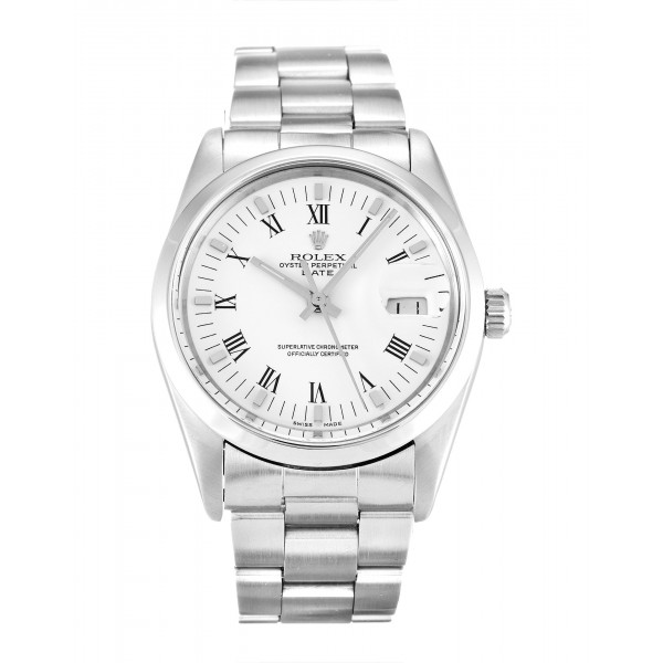 34 MM White Dials Rolex Oyster Perpetual Date 15000 Replica Watches With Steel Cases For Sale