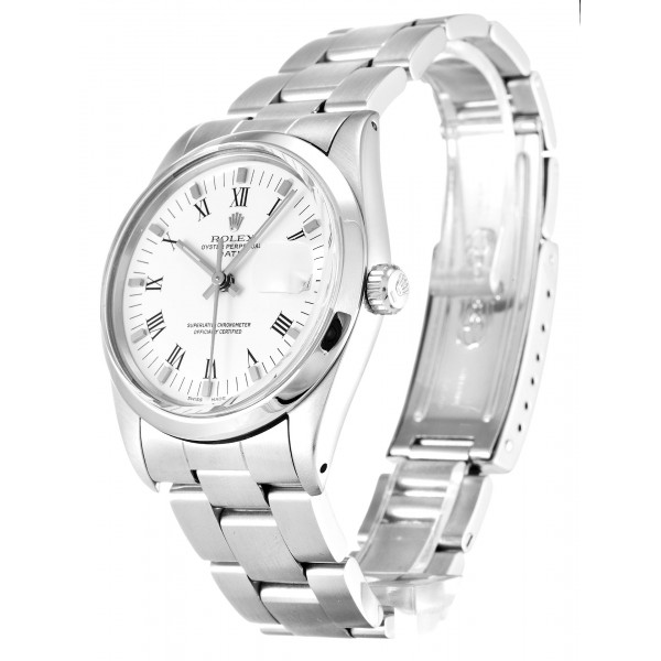 34 MM White Dials Rolex Oyster Perpetual Date 15000 Replica Watches With Steel Cases For Sale