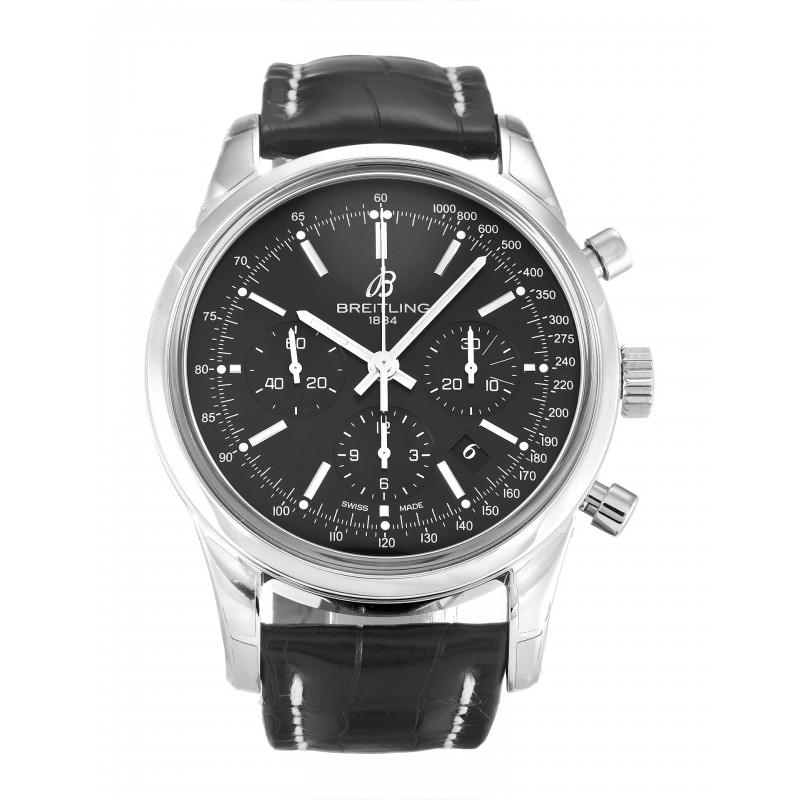 43 MM Black Dials Breitling Transocean Chronograph AB0152 Replica Watches With 43 MM Steel Cases