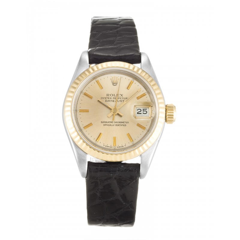 Champagne Dials Rolex Datejust Lady 69173 Fake Watches With 26 MM Steel & Gold Cases For Women