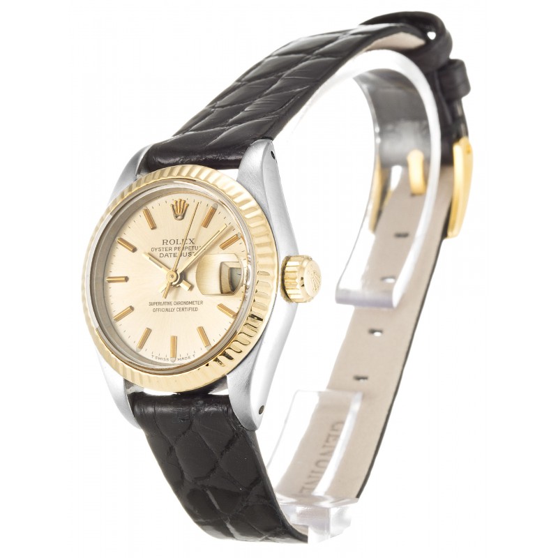 Champagne Dials Rolex Datejust Lady 69173 Fake Watches With 26 MM Steel & Gold Cases For Women