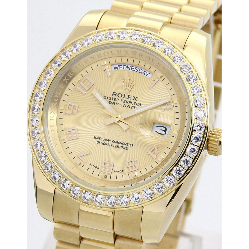 Champagne Dials Rolex Day-Date II 218348 Replica Watches With 41 MM Gold Cases For Men