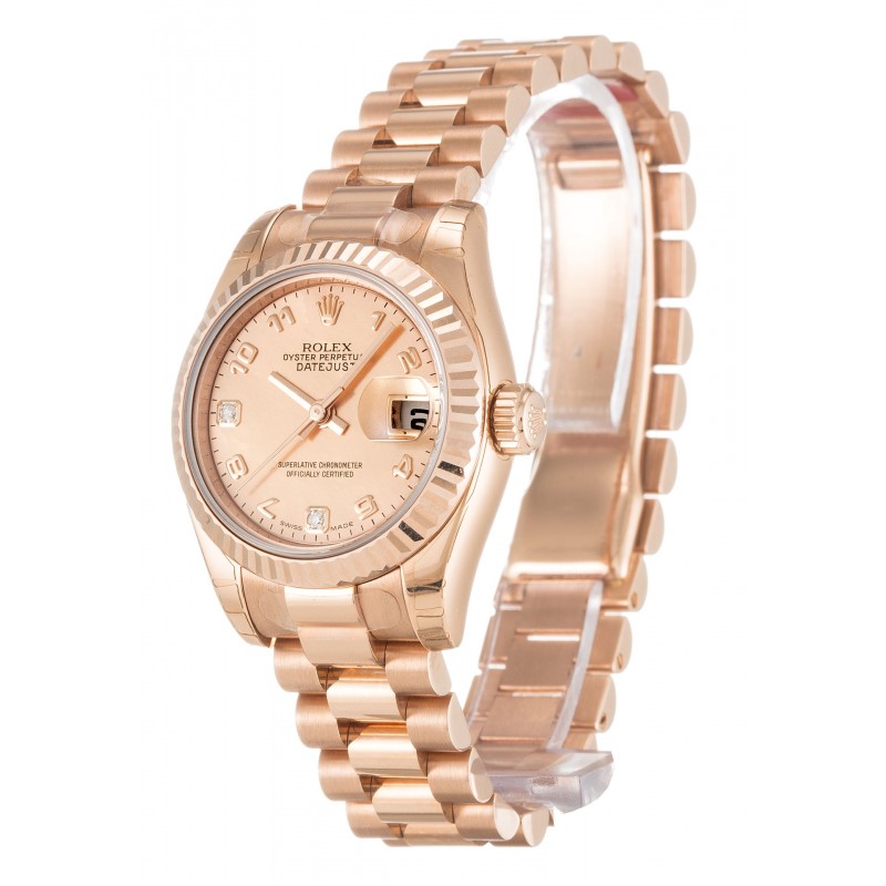 Mother-Of-Pearl Dials Rolex Datejust 179175F Replica Watches With 26 MM Rose Gold Cases For Women