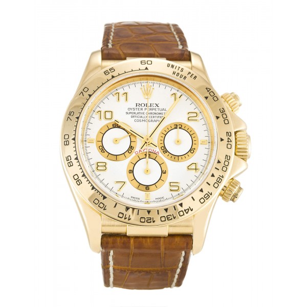 White Dials Rolex Daytona 16518 Replica Watches With 40 MM Gold Cases For Men