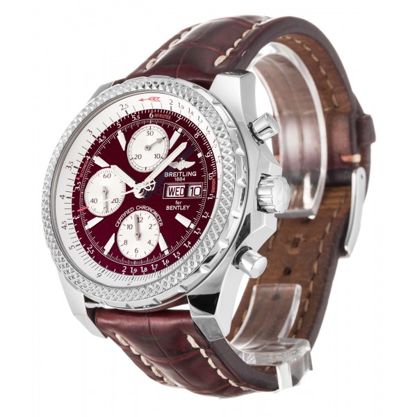 Burgundy Dials Breitling Bentley GT A13362 Fake Watches With 44.8 MM Steel Cases For Men