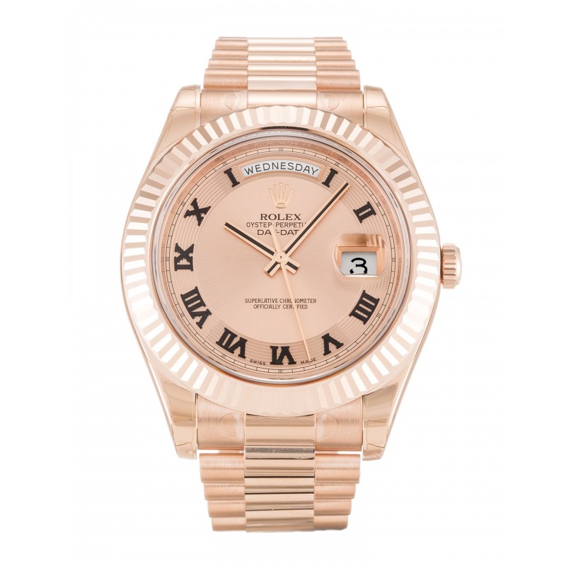 Rose Gold Dials Rolex Day-Date II 218235 Replica Watches With 41 MM Rose Gold Cases For Men