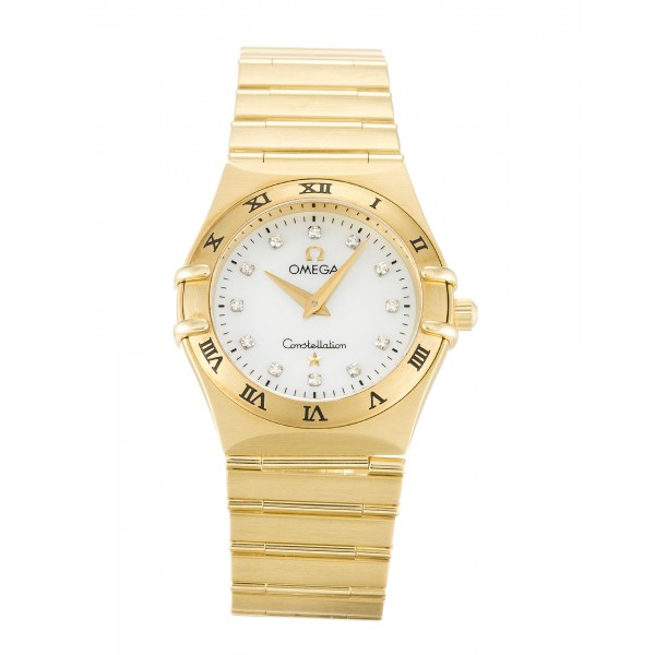 White Mother-Of-Pearl Dials Omega Constellation Small 1172.75.00 Fake Watches With 25.5 MM Gold Cases For Women