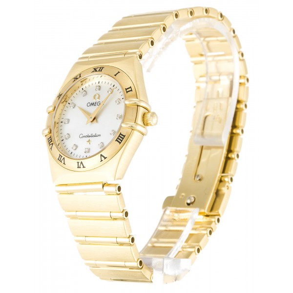 White Mother-Of-Pearl Dials Omega Constellation Small 1172.75.00 Fake Watches With 25.5 MM Gold Cases For Women