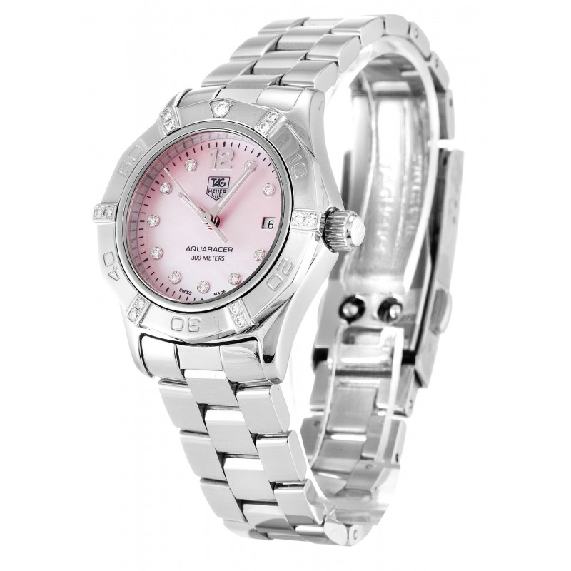 Pink Mother-Of-Pearl Dials Tag Heuer Aquaracer WAF141H.BA0824 Fake Watches With 27 MM Steel Cases For Women