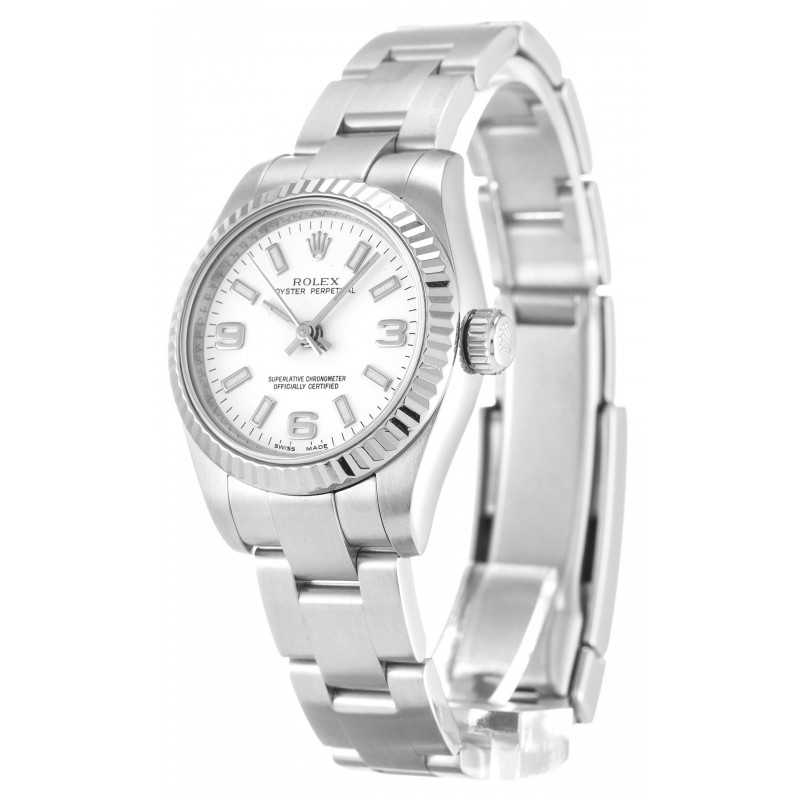 White Dials Rolex Lady Oyster Perpetual 176234 Replica Watches With 26 MM Steel Cases For Women