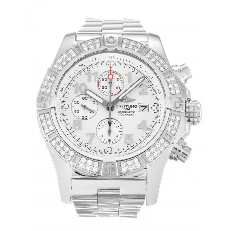 White Dials Breitling Super Avenger A13370 Replica Watches With 48.4 MM Steel Casse For Men