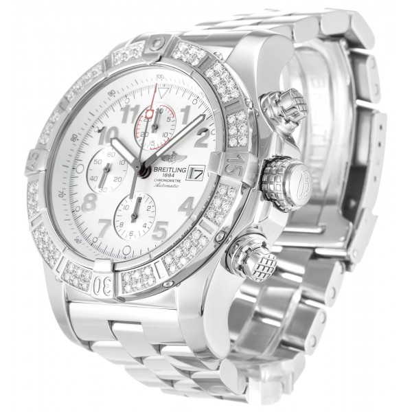 White Dials Breitling Super Avenger A13370 Replica Watches With 48.4 MM Steel Casse For Men