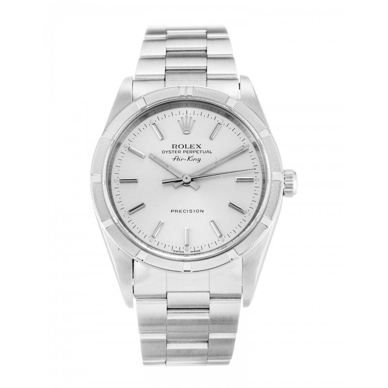34 MM Silver Dials Rolex Air-King 14010M Replica Watches With Steel Cases For Sale