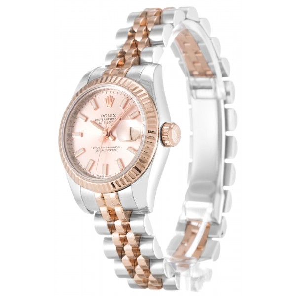 Rose Dials Rolex Datejust Lady 179171 Fake Watches With 26 MM Steel & Rose Gold Cases For Women