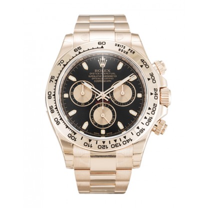 Black Dials Rolex Daytona 116505 Replica Watches With 40 MM Rose Gold Cases For Men