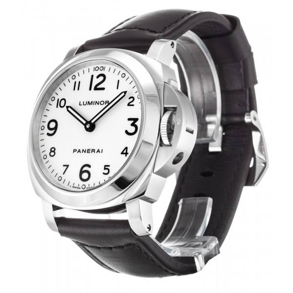 UK Perfect White Dials Replica Panerai Luminor Base Watches PAM00114 44 MM Steel Cases For Men