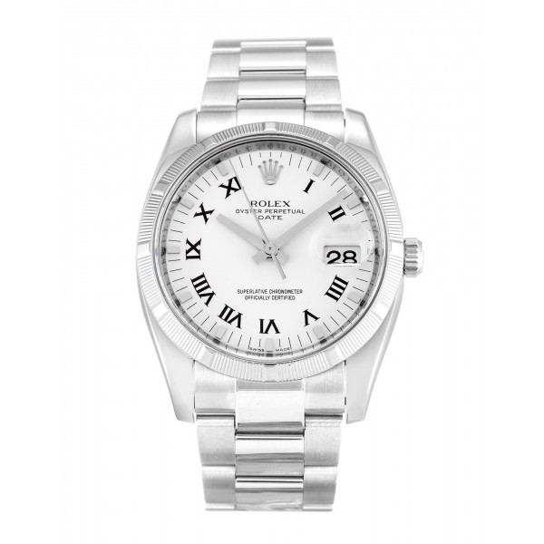 34 MM White Dials Rolex Oyster Perpetual Date 115210 Replica Watches With Steel Cases For Sale