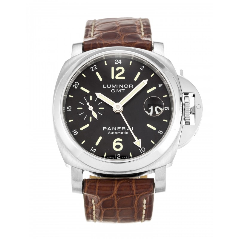 1:1 Wholesale Replica Black Dials Replica Panerai Luminor GMT PAM00244 Watches With 40 MM Steel Cases For Men