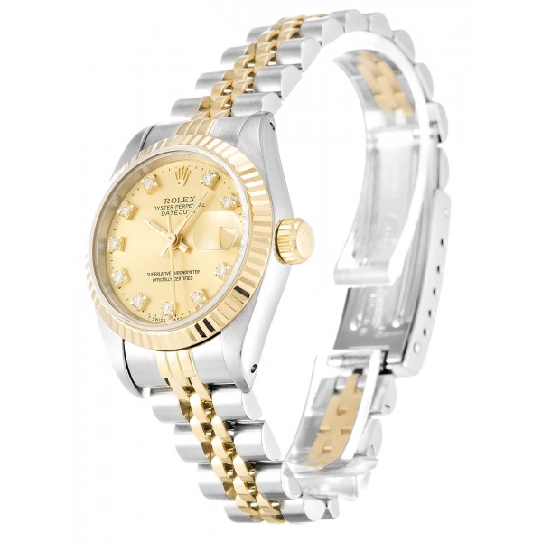 Champagne Dials Rolex Datejust Lady 69173 Fake Watches With 26 MM Steel & Gold Cases For Women