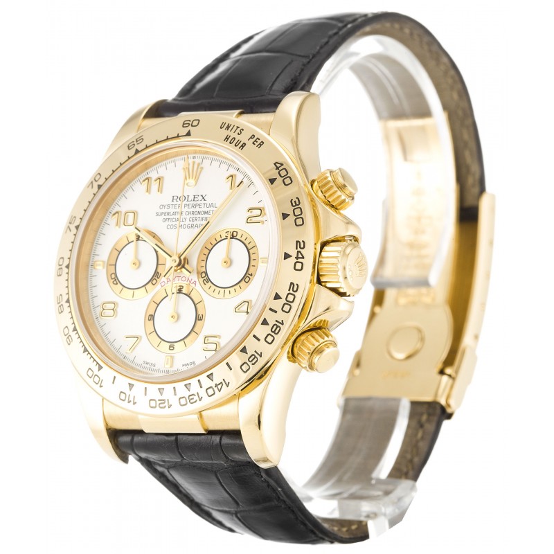 White Dials Rolex Daytona 16518 Replica Watches With 40 MM Gold Cases For Men