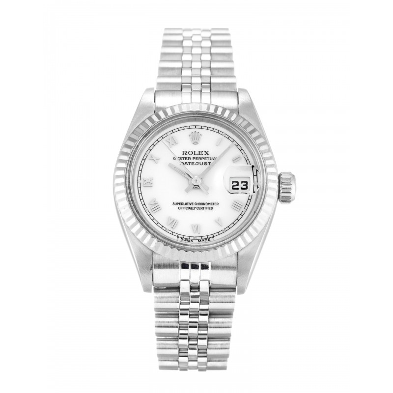 White Dials Rolex Datejust Lady 69174 Replica Watches With Steel Cases For Women