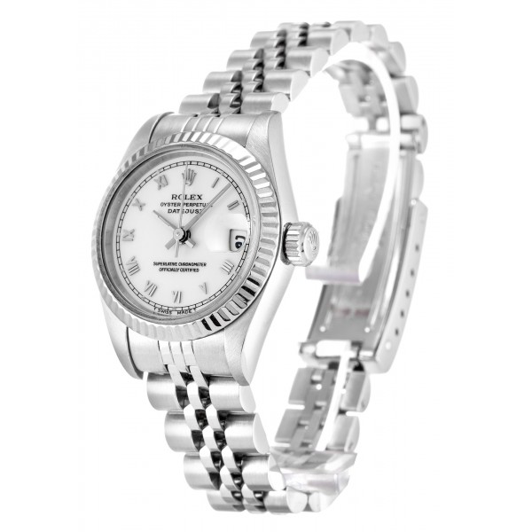 White Dials Rolex Datejust Lady 69174 Replica Watches With Steel Cases For Women