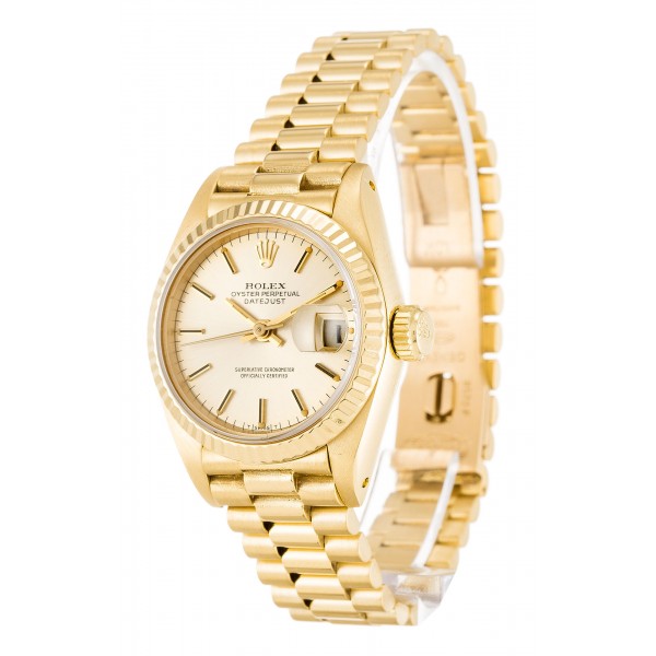 Champagne Dials Rolex Datejust Lady 69178 Replica Watches With 26 MM Gold Cases For Women